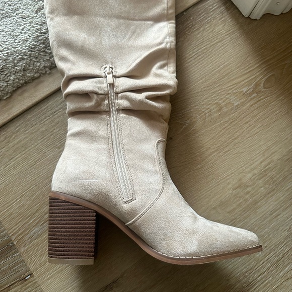Cream Heeled Boots - Picture 3 of 3